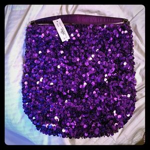 NWT Funky Disco Style Purple Sequin Beaded Handbag